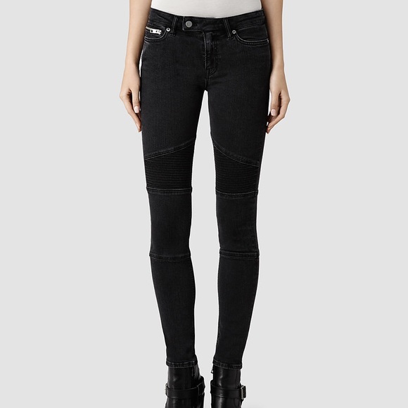 All Saints Denim - AllSaints Biker Low Rise Skinny Fit Jeans Black 26